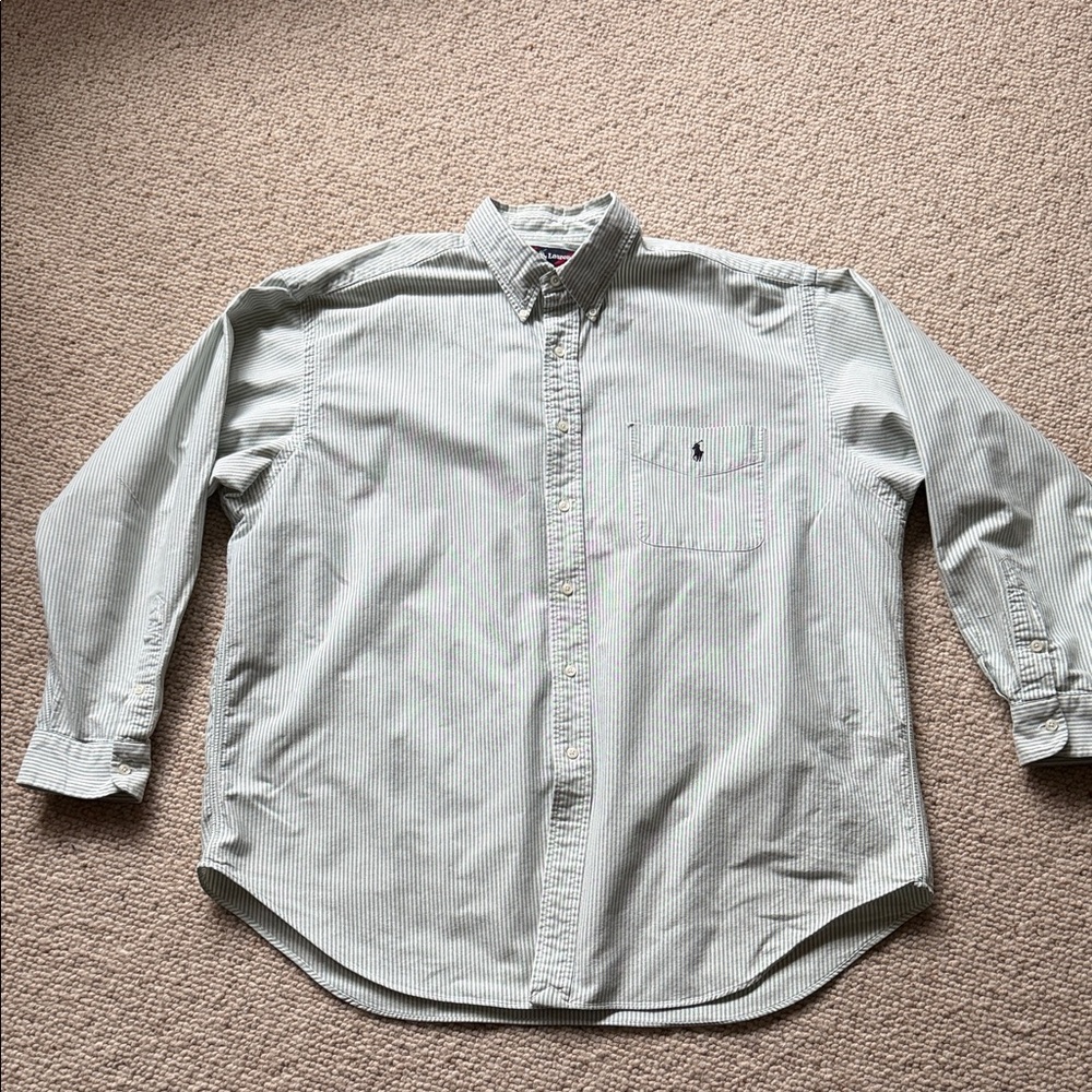 Ralph Lauren Men’s Light Green Pinstripe Button-Down Shirt